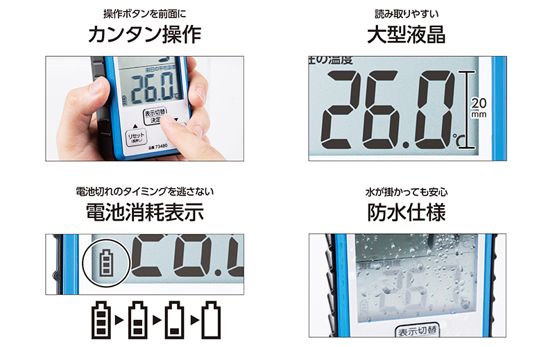 3周年記念イベントが シンワ測定 Shinwa Sokutei 積算温度計 防水型